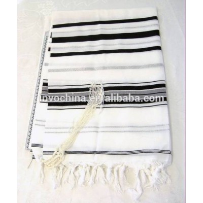 100% Wool Tallit Prayer Shawl in Black Stripes